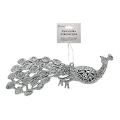 Ozdoby bożonarodzeniowe - Zawieszka paw 19 cm srebrny - miniaturka - grafika 1