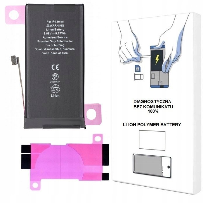 BATERIA DO iPHONE 13 MINI 2580 mAh BEZ KOMUNIKATU WIĘKSZA POJEMNOŚĆ