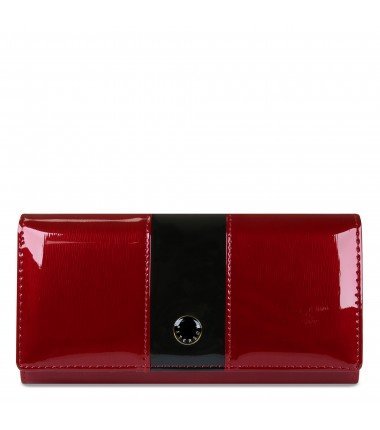 Duży portfel damski skórzany PETERSON czerwony lakier