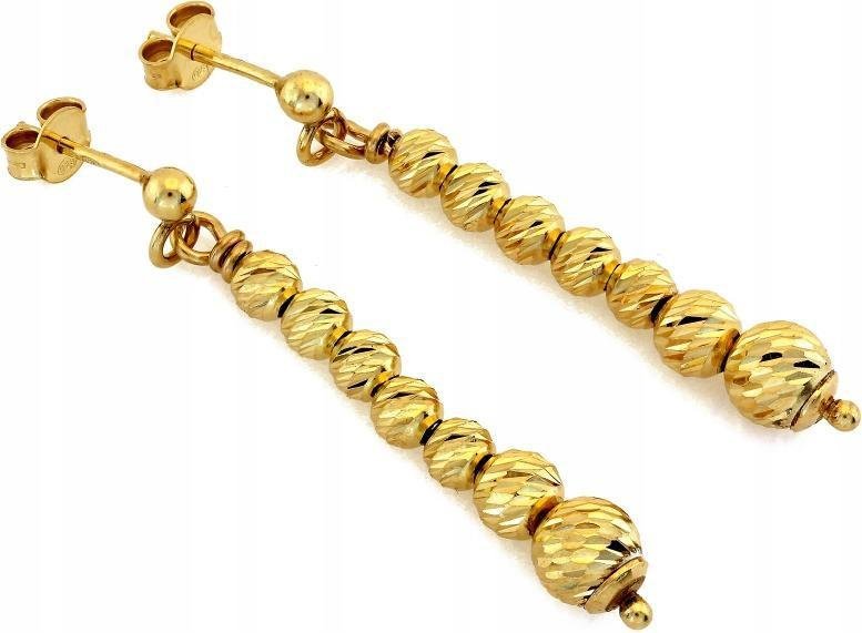 Kolczyki damskie srebrne 925 długie wiszące z kuleczkami eleganckie sztyft