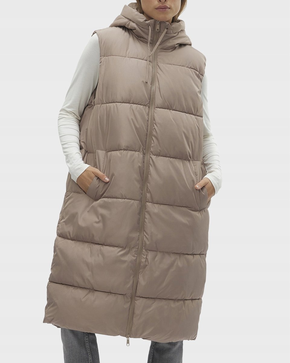 VERO MODA KAMIZELKA DAMSKA BEŻOWA PIKOWANA NA ZAMEK XS 17BA