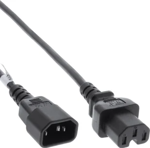 Kabel zasilający InLine InLine® Power cable extension, hot condition connector IEC-C15 straight to IEC-C14 straight, 5m, black - Kable - miniaturka - grafika 1