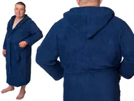 Szlafroki damskie - SZLAFROK Z BAWEŁNY FROTTE GRUBY 100% BAWEŁNA PRESTIGE Granatowy -XL - miniaturka - grafika 1