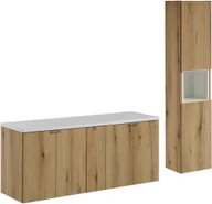 Meble łazienkowe - Zestaw meblowy 140cm z blatem i szafką wysoką - miniaturka - grafika 1