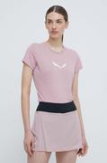 Koszulki sportowe damskie - Salewa t-shirt sportowy Solidlogo kolor różowy - miniaturka - grafika 1