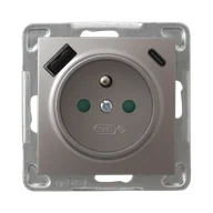 Gniazdka elektryczne - Ospel gniazdo pojedyncze z ładowarką USB A+C IMPRESJA - tytan - miniaturka - grafika 1