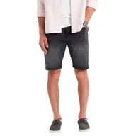 Spodenki męskie - Szorty męskie jeansowe sprane klasyczne czarne Ombre OM-SRDS-0171 V4 r. XXL - miniaturka - grafika 1