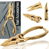 Akcesoria do paznokci - Cążki cęgi do grubych wrastających paznokci skórek obcinaczki nożyczki manicure gabinet SPA złote - miniaturka - grafika 1