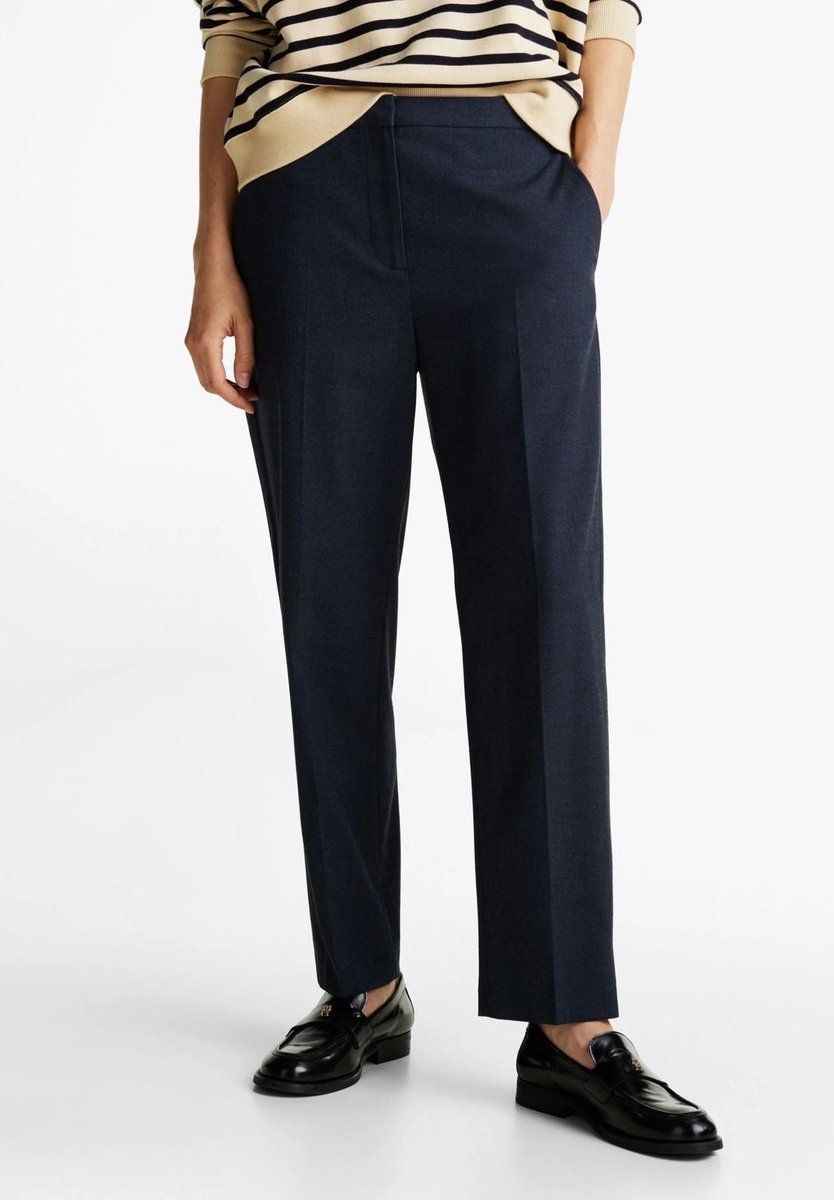 TOMMY HILFIGER GRANATOWE ELEGANCKIE SPODNIE PROSTE WYSOKI STAN 34 XTA