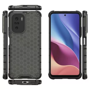 Honeycomb etui pancerny pokrowiec z żelową ramką Xiaomi Redmi K40 Pro+ / K40 Pro / K40 / Poco F3 czarny - Etui i futerały do telefonów - miniaturka - grafika 2