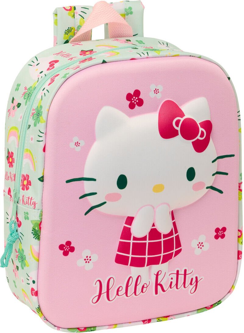 Plecak szkolny Hello Kitty zielony różowy 22 x 27 x 10 cm 3D