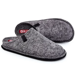 BIG STAR SHOES Klasyczne Męskie Papcie Big Star KK176001 Szare - Kapcie męskie - miniaturka - grafika 1