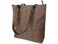 Torebki damskie - Shopper Bag Brązowa Klasyczna Pojemna Torebka Damska z Długimi Uszami - miniaturka - grafika 1