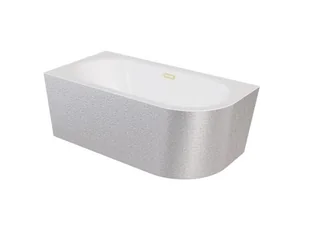 Wanna narożna lewa Besco Avita A-line 150x75 cm srebrny syfon klik-klak złoty z przelewem slim WAA-150ALSZ - Wanny - miniaturka - grafika 1