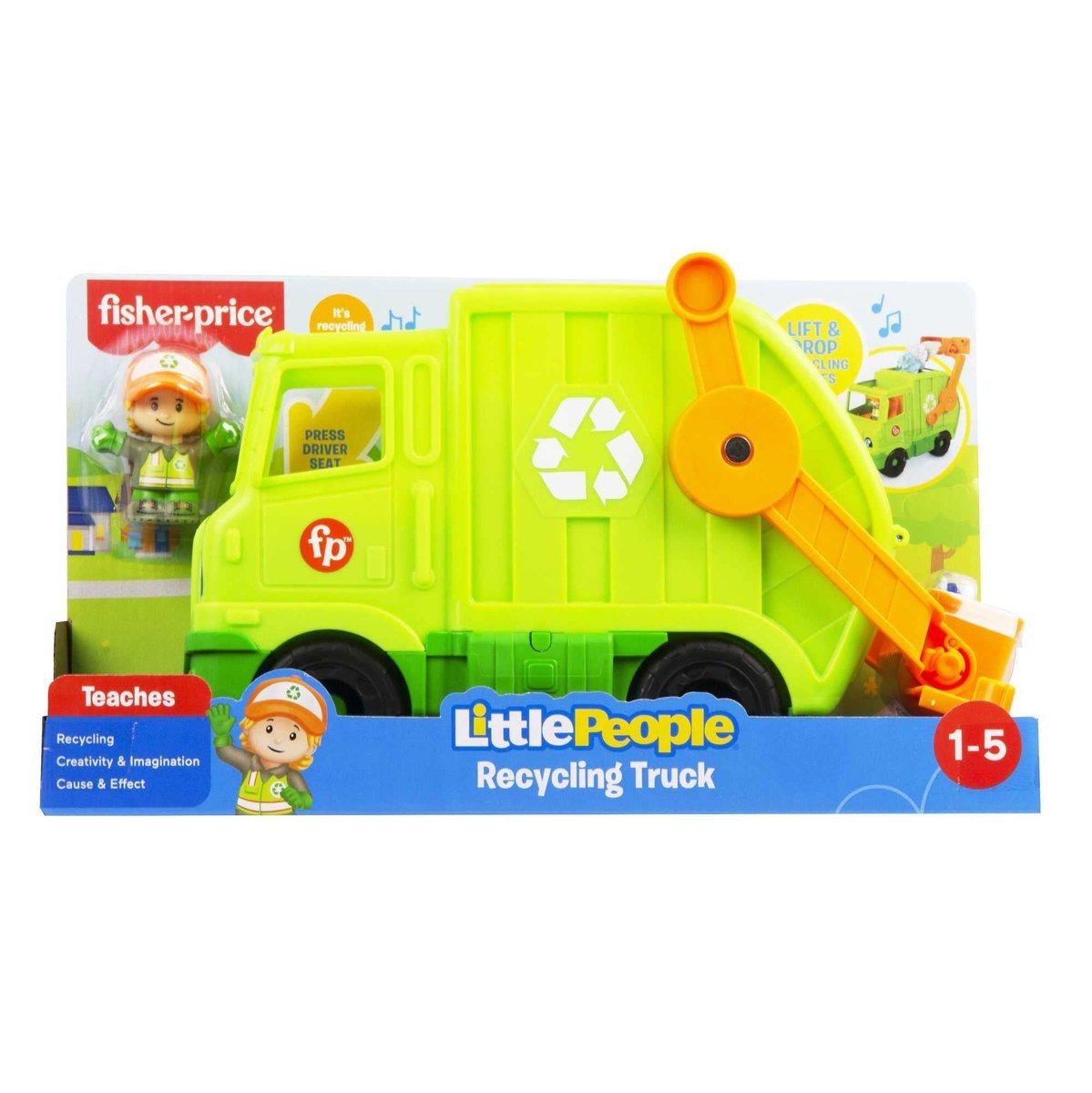Fisher-Price Little People ŚMIECIARKA Muzyka do Pchania 1+ JĘZYK ANGIELSKI