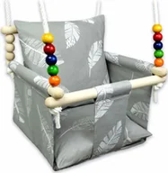 Place zabaw - Huśtawka Elior Szara huśtawka kubełkowa dla dzieci w piórka - Wixa - miniaturka - grafika 1