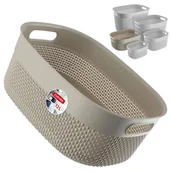 Pojemniki biurowe - Koszyk prostokątny 12L Curver Filo Recycled, beżowy - miniaturka - grafika 1