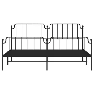Metalowa rama łóżka z wezgłowiem i zanóżkiem, czarna, 193x203cm Lumarko! - Łóżka - miniaturka - grafika 4