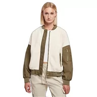 Kurtki damskie - Urban Classics damska kurtka bomber mieszana kurtka bomberka, biały piasek/darkolive, 5XL - miniaturka - grafika 1
