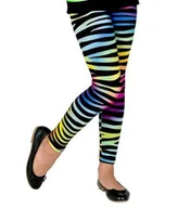Spodnie i spodenki dla dziewczynek - LEGINSY NEON KOLOROWE ZEBERKA - 128 - miniaturka - grafika 1