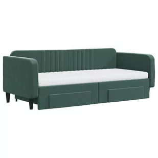 Sofa rozsuwana z szufladami, ciemnozielona, 90x200 cm, aksamit Lumarko! - Łóżka Sofa rozsuwana z szufladami, ciemnozielona, 90x200 cm, aksamit Lumarko! - Łóżka - miniaturka - grafika 4