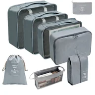 Akcesoria podróżnicze - Organizer do walizki podróżnej SZARY 8 szt. - miniaturka - grafika 1