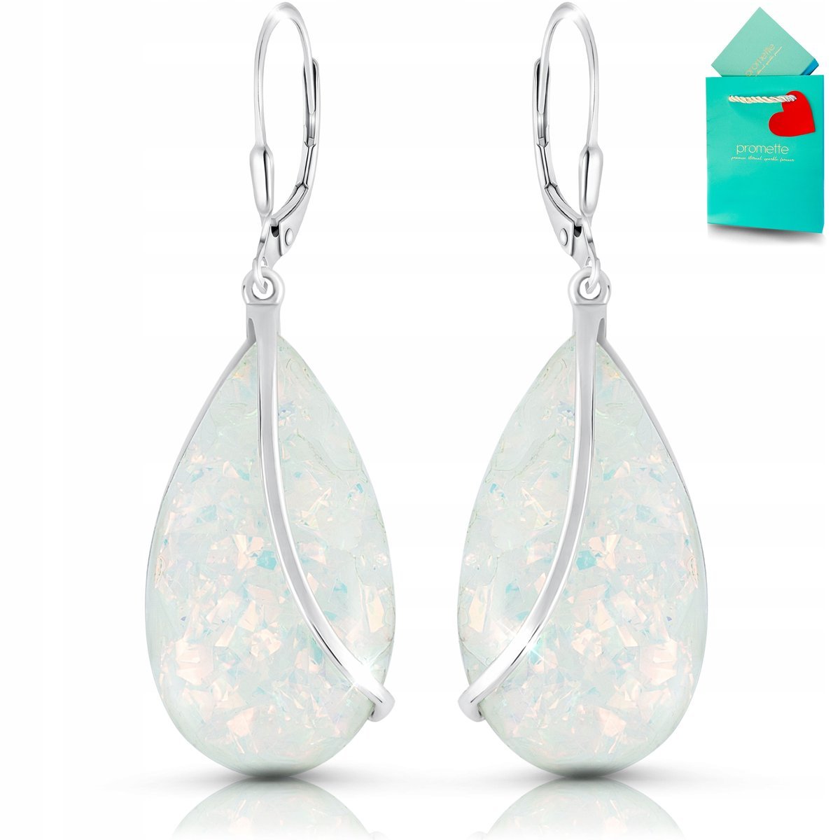 Kolczyki z opalem srebrne opale wiszące opalit piękne srebro rodowane 925