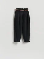 Spodnie damskie - Reserved - Jeansy paperbag z paskiem - czarny - miniaturka - grafika 1