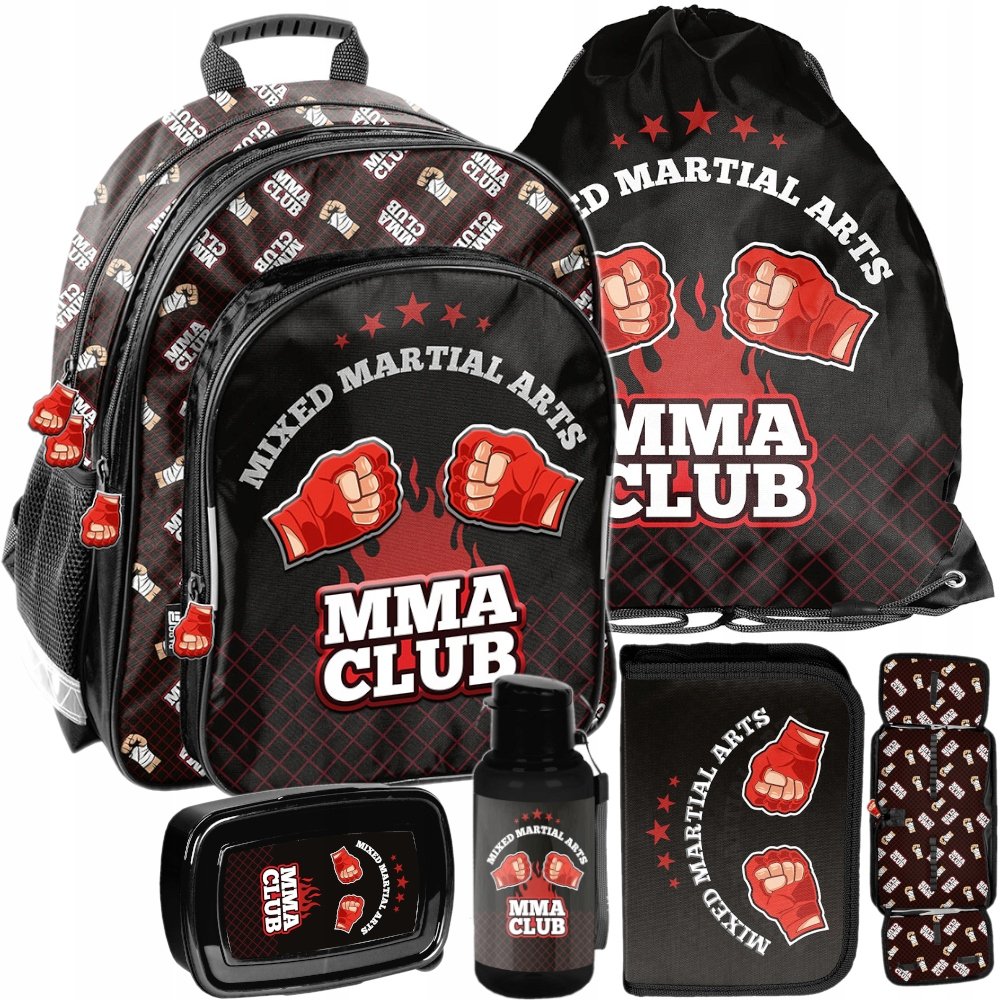 Plecak szkolny tornister dla chłopca 1-3 klasa Mma Paso czarny Zestaw