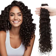 Ozdoby do włosów - Przedłużki z ludzkich włosów RUNATURE 45 cm 20 sztuk kręcone brązowe - miniaturka - grafika 1