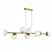 Lampy sufitowe - Loftowy, złoty żyrandol LED 8xE27 - szklane kule - miniaturka - grafika 1