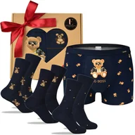 Majtki męskie - Cornette Zestaw Męski Skarpety Bokserki Misie Na Walentynki Roz. L|42-44 - miniaturka - grafika 1