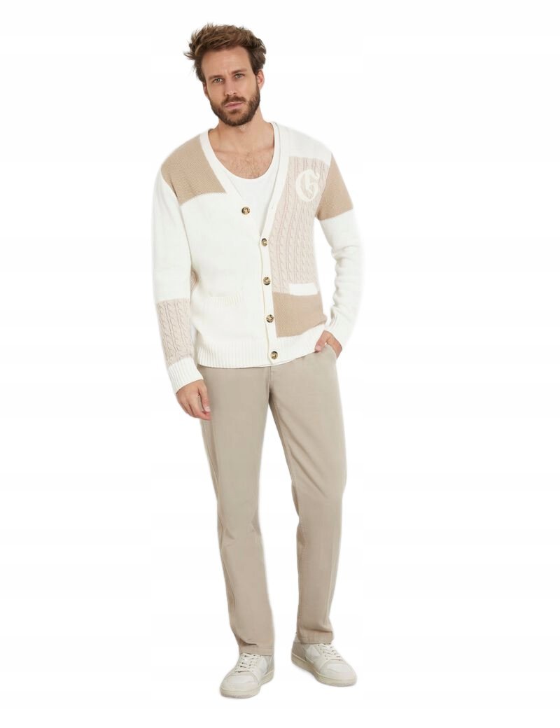 GUESS BEŻOWE SPODNIE CASUAL PROSTE DŁUGIE 33/32 12CA