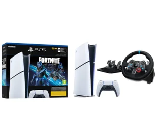 Sony PlayStation 5 Digital Slim D Chassis (PS5 1TB Zestaw Fortnite Cobalt + Kierownica Logitech G29 Racing Wheel) - Konsole Playstation - miniaturka - grafika 1