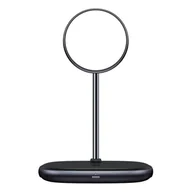 Ładowarki do telefonów - Baseus 2w1 bezprzewodowa ładowarka Qi / uchwyt magnetyczny bezprzewodowa ładowarka Qi do MagSafe 10W czarny (WXSW-C01) - miniaturka - grafika 1