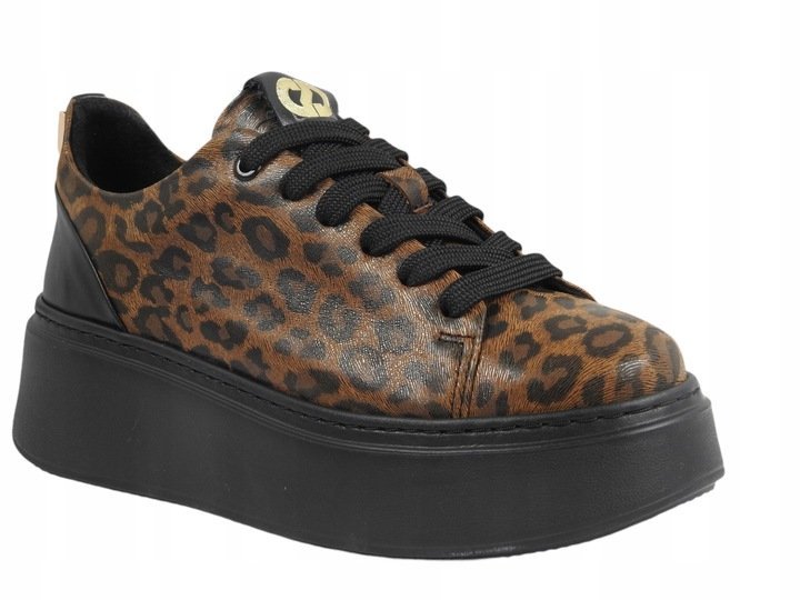 Sneakersy Półbuty Damskie Carinii B10070 Skóra Panterka Modne R.37