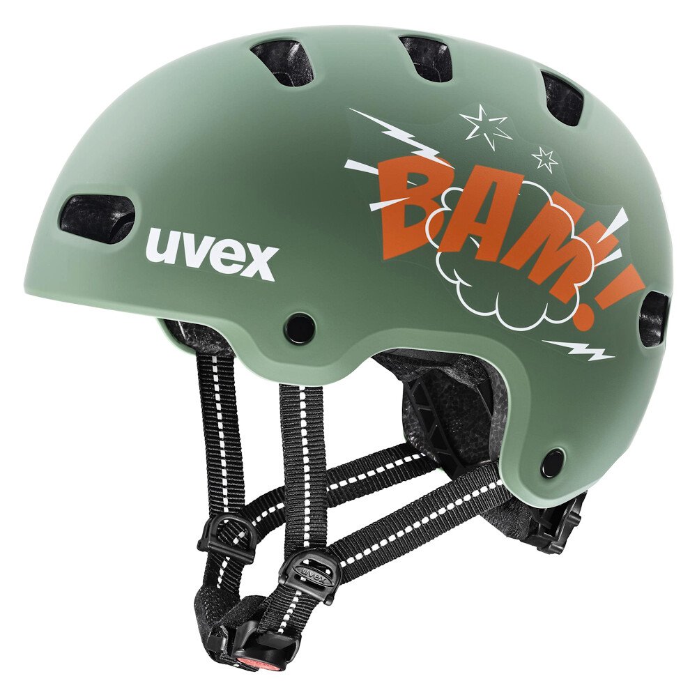 Kask dziecięcy Uvex Kid 4 Style Bam Moss Green - Papaya Matt (S4148230200) 55 - 58 cm
