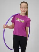 Koszulki dla dziewczynek - 4F Koszulka sportowa szybkoschnąca dziewczęca - różowa 134/140 (8-10 lat) - miniaturka - grafika 1