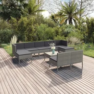 Meble ogrodowe - vidaXL 10-cz zestaw wypoczynkowy do ogrodu poduszki szary rattan PE 3094554 - miniaturka - grafika 1
