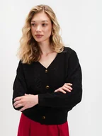 Swetry damskie - Czarny kardigan - miniaturka - grafika 1