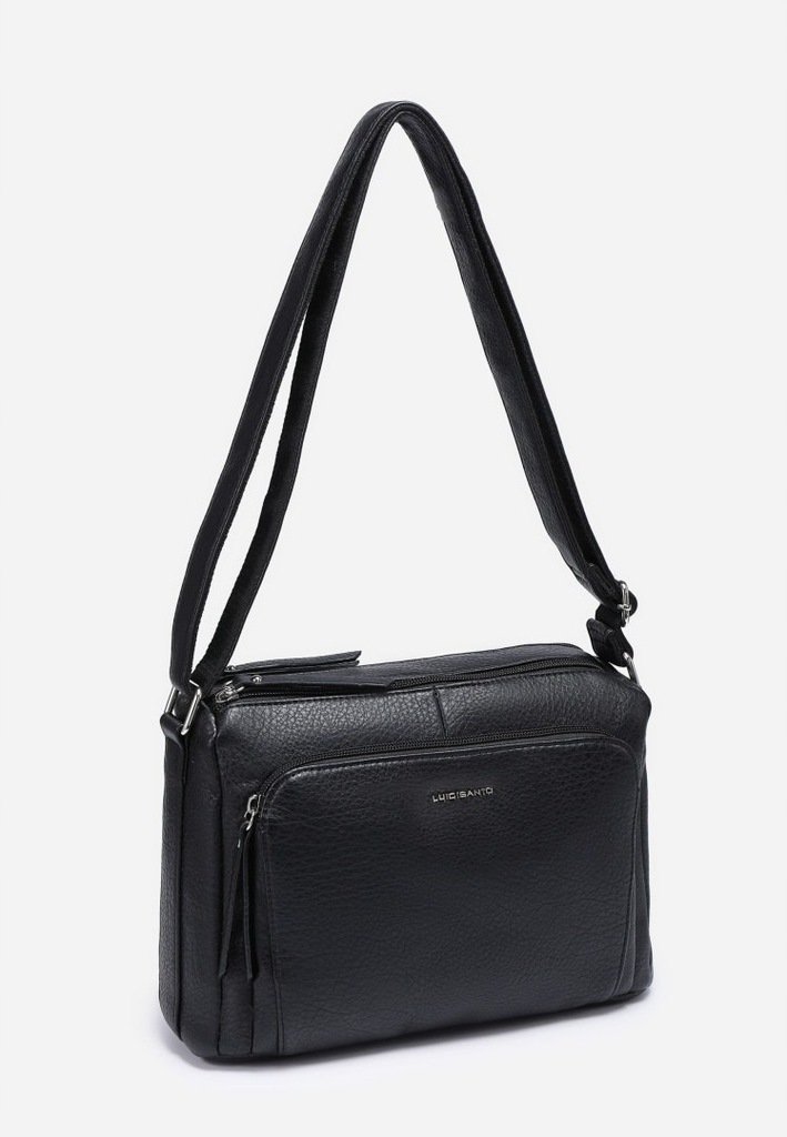 Stylowa Pojemna Listonoszka Torebka Damska Czarna LUIGISANTO Pasek