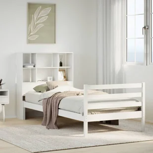 vidaXL Łóżko z regałem, bez materaca, białe, 90x200 cm, sosnowe - Łóżka dla dzieci i młodzieży - miniaturka - grafika 1