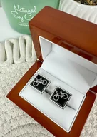 Spinki do mankietów i krawatów - SPINKI DO MANKIETÓW koszuli mankietu rower czarny - miniaturka - grafika 1