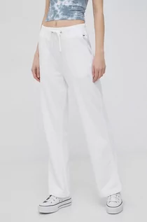 Spodnie damskie - Tommy Jeans spodnie damskie kolor biały gładkie - grafika 1