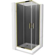 Kabiny prysznicowe - Mexen Rio kabina prysznicowa kwadratowa 80x80 cm, grafit, złota + brodzik Rio, biały - miniaturka - grafika 1
