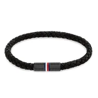 Bransolety męskie - Tommy Hilfiger Biżuteria Męska: Czarna Bransoletka Z Logo - Elegancki Dodatek Dla Mężczyzn - miniaturka - grafika 1