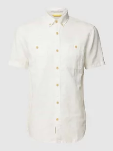Koszula casualowa z mieszanki lnu i bawełny z kołnierzykiem typu button down - Koszule męskie - miniaturka - grafika 1