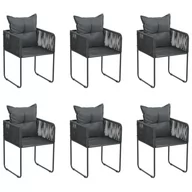 Fotele i krzesła ogrodowe - vidaXL Krzesła ogrodowe z poduszkami, 6 szt., polirattan, czarne - miniaturka - grafika 1