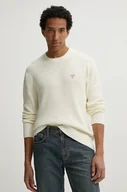 Swetry męskie - Guess Jeans sweter bawełniany kolor beżowy M4BR30 Z3HM1 - miniaturka - grafika 1