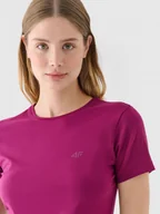 Koszulki sportowe damskie - Damski t-shirt basic 4F 4FWMM00TTSHF2255 - różowy - miniaturka - grafika 1